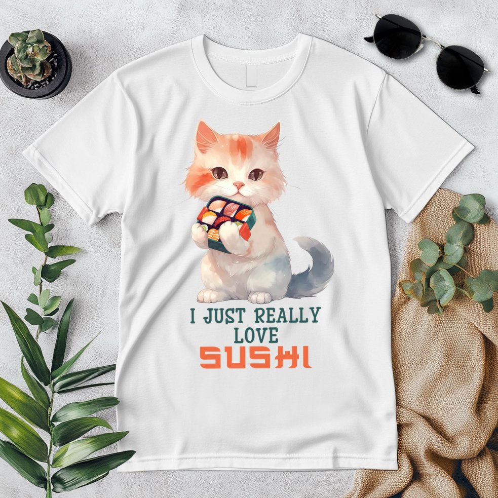 I Just Really Love Sushi Cute Japanese Cat Premium T-Shirt