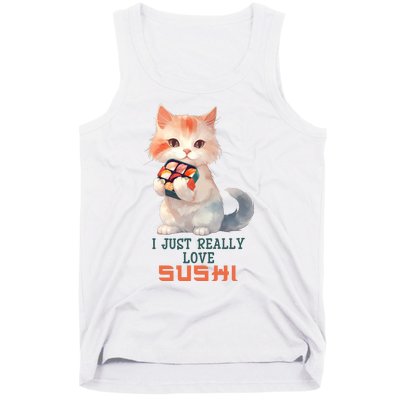 I Just Really Love Sushi Cute Japanese Cat Tank Top