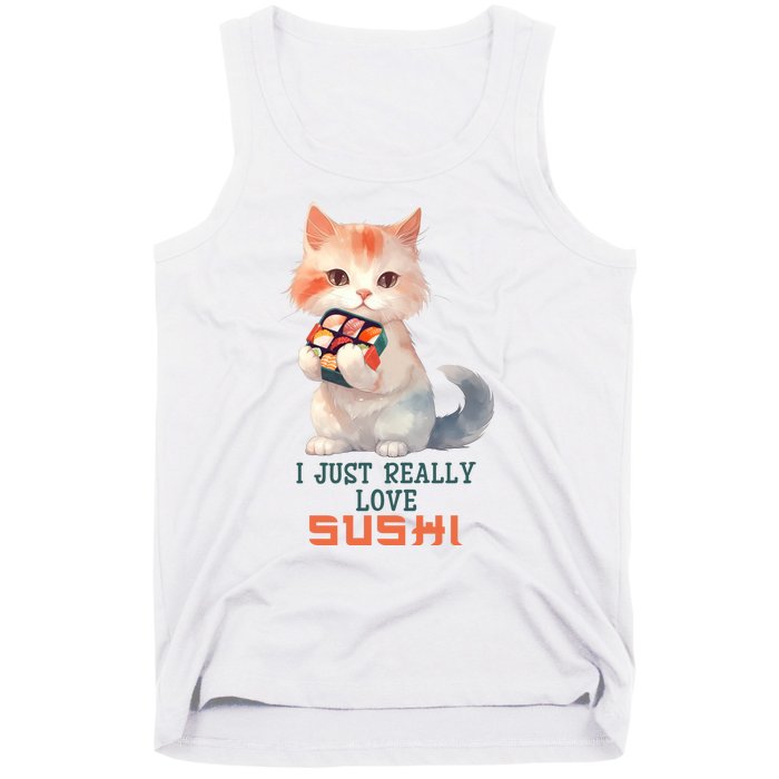 I Just Really Love Sushi Cute Japanese Cat Tank Top