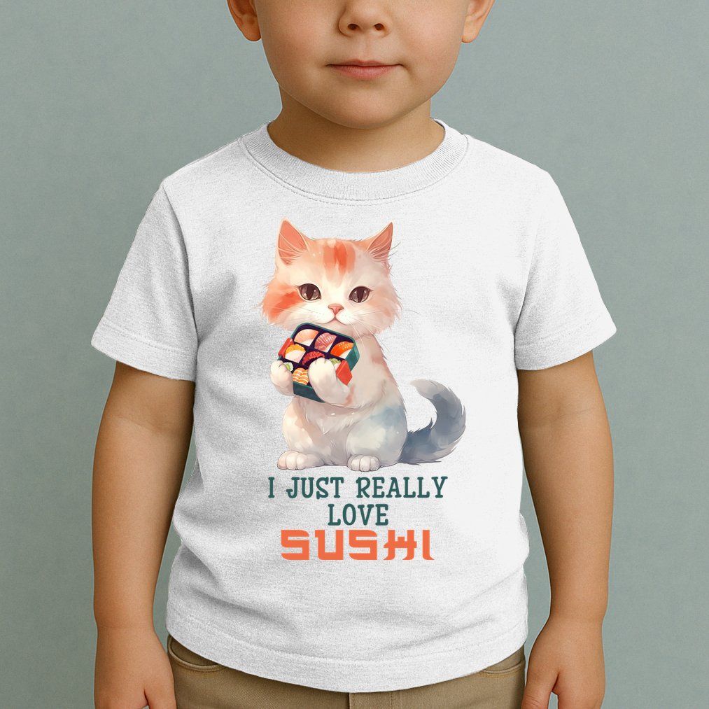 I Just Really Love Sushi Cute Japanese Cat Toddler T-Shirt