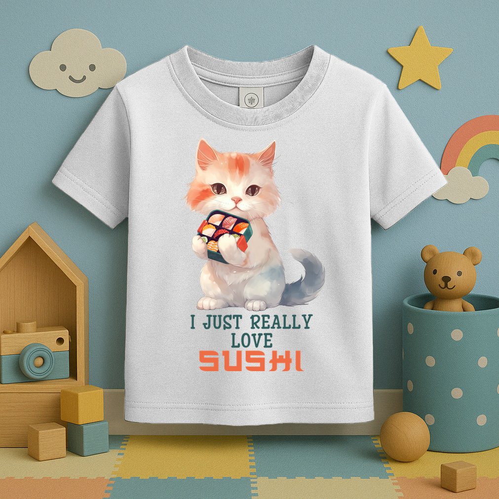 I Just Really Love Sushi Cute Japanese Cat Toddler T-Shirt