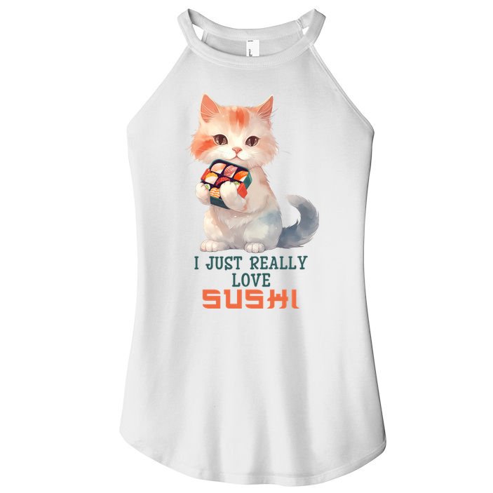 I Just Really Love Sushi Cute Japanese Cat Women's Perfect Tri Rocker Tank