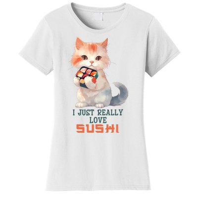 I Just Really Love Sushi Cute Japanese Cat Women's T-Shirt