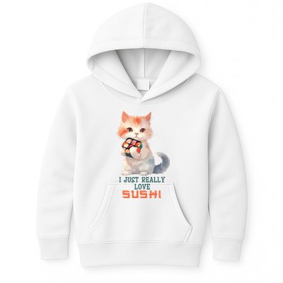 I Just Really Love Sushi Cute Japanese Cat Kids Hoodie