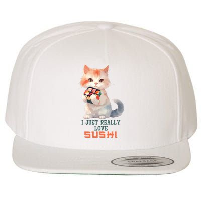 I Just Really Love Sushi Cute Japanese Cat Wool Snapback Cap