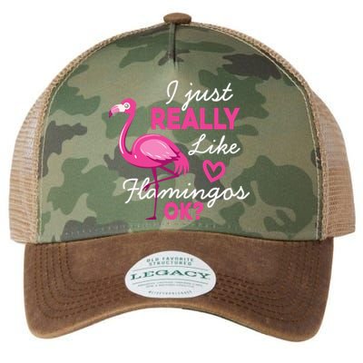 I Just Really Love Flamingo Ok Funny Legacy Tie Dye Trucker Hat