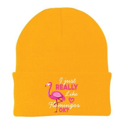 I Just Really Love Flamingo Ok Funny Knit Cap Winter Beanie