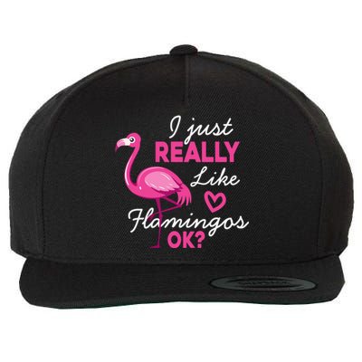 I Just Really Love Flamingo Ok Funny Wool Snapback Cap