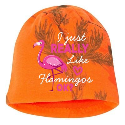 I Just Really Love Flamingo Ok Funny Kati - Camo Knit Beanie