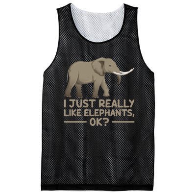 I Just Really Like Elephants Ok Funny Elephant Mesh Reversible Basketball Jersey Tank