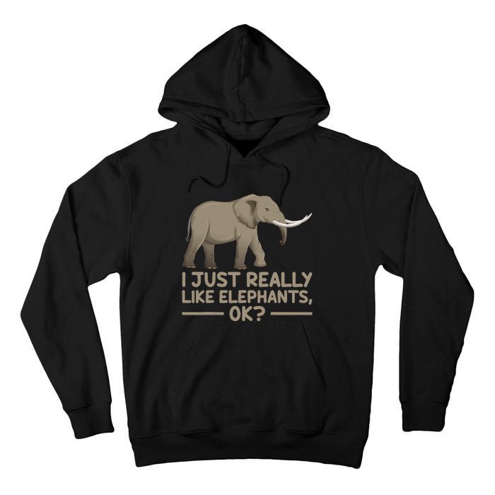 I Just Really Like Elephants Ok Funny Elephant Tall Hoodie