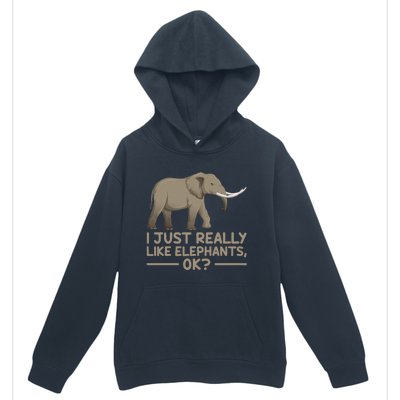 I Just Really Like Elephants Ok Funny Elephant Urban Pullover Hoodie