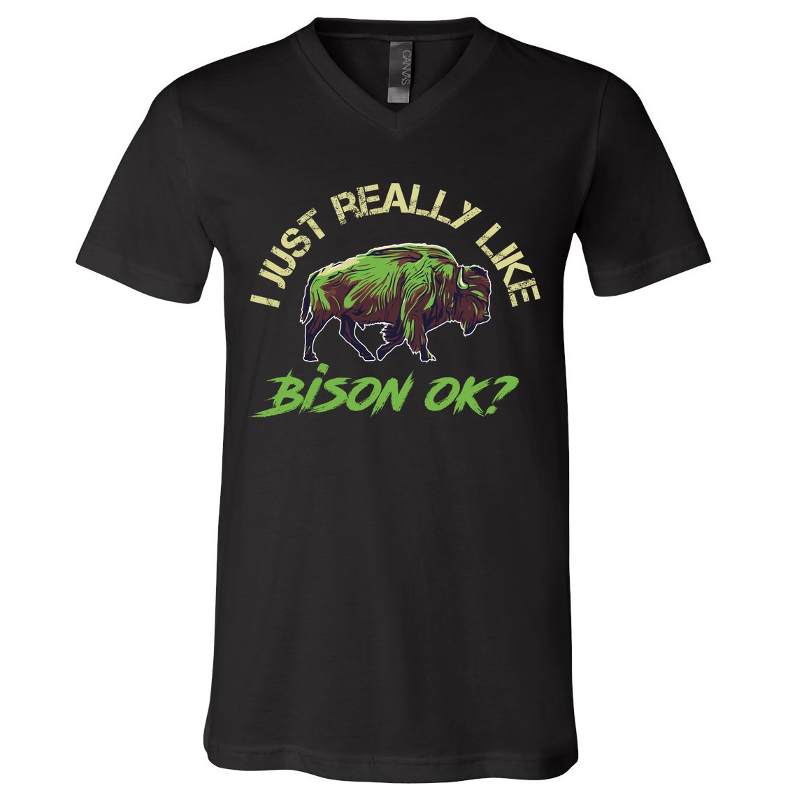I Just Really Like Bison OK? V-Neck T-Shirt