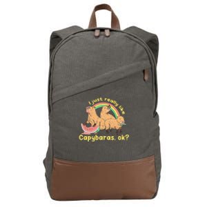 I Just Really Like Capybaras Ok Capybara Lover Funny Cotton Canvas Backpack