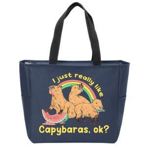 I Just Really Like Capybaras Ok Capybara Lover Funny Zip Tote Bag