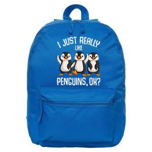 I Just Really Like Penguins 16 in Basic Backpack