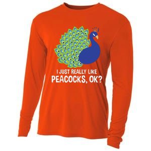 I Just Really Like Peacocks Ok Cute Peacock Costume Cooling Performance Long Sleeve Crew