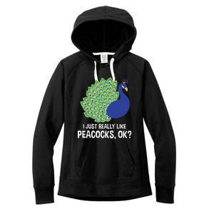 I Just Really Like Peacocks Ok Cute Peacock Costume Women's Fleece Hoodie