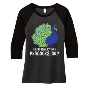 I Just Really Like Peacocks Ok Cute Peacock Costume Women's Tri-Blend 3/4-Sleeve Raglan Shirt