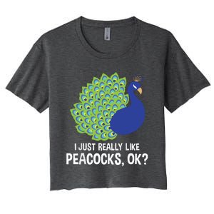 I Just Really Like Peacocks Ok Cute Peacock Costume Women's Crop Top Tee