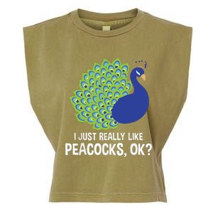 I Just Really Like Peacocks Ok Cute Peacock Costume Garment-Dyed Women's Muscle Tee