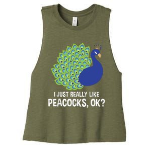 I Just Really Like Peacocks Ok Cute Peacock Costume Women's Racerback Cropped Tank