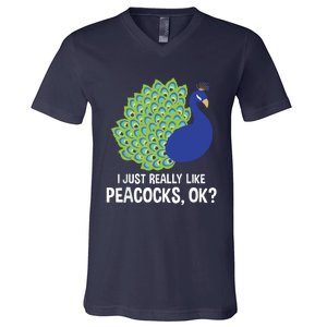 I Just Really Like Peacocks Ok Cute Peacock Costume V-Neck T-Shirt