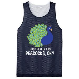 I Just Really Like Peacocks Ok Cute Peacock Costume Mesh Reversible Basketball Jersey Tank