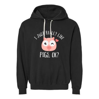 I Just Really Like Pigs Ok Cool Gift Garment-Dyed Fleece Hoodie