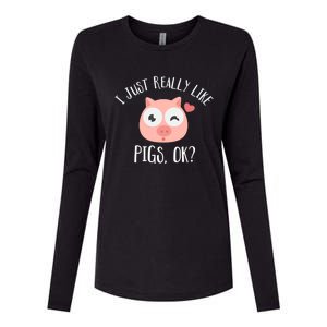 I Just Really Like Pigs Ok Cool Gift Womens Cotton Relaxed Long Sleeve T-Shirt