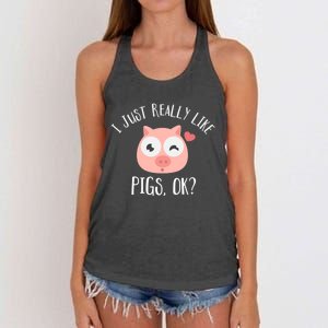 I Just Really Like Pigs Ok Cool Gift Women's Knotted Racerback Tank