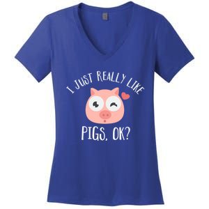 I Just Really Like Pigs Ok Cool Gift Women's V-Neck T-Shirt