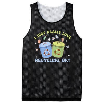 I Just Really Love Recycling Bins Earth Day Recycle Mesh Reversible Basketball Jersey Tank