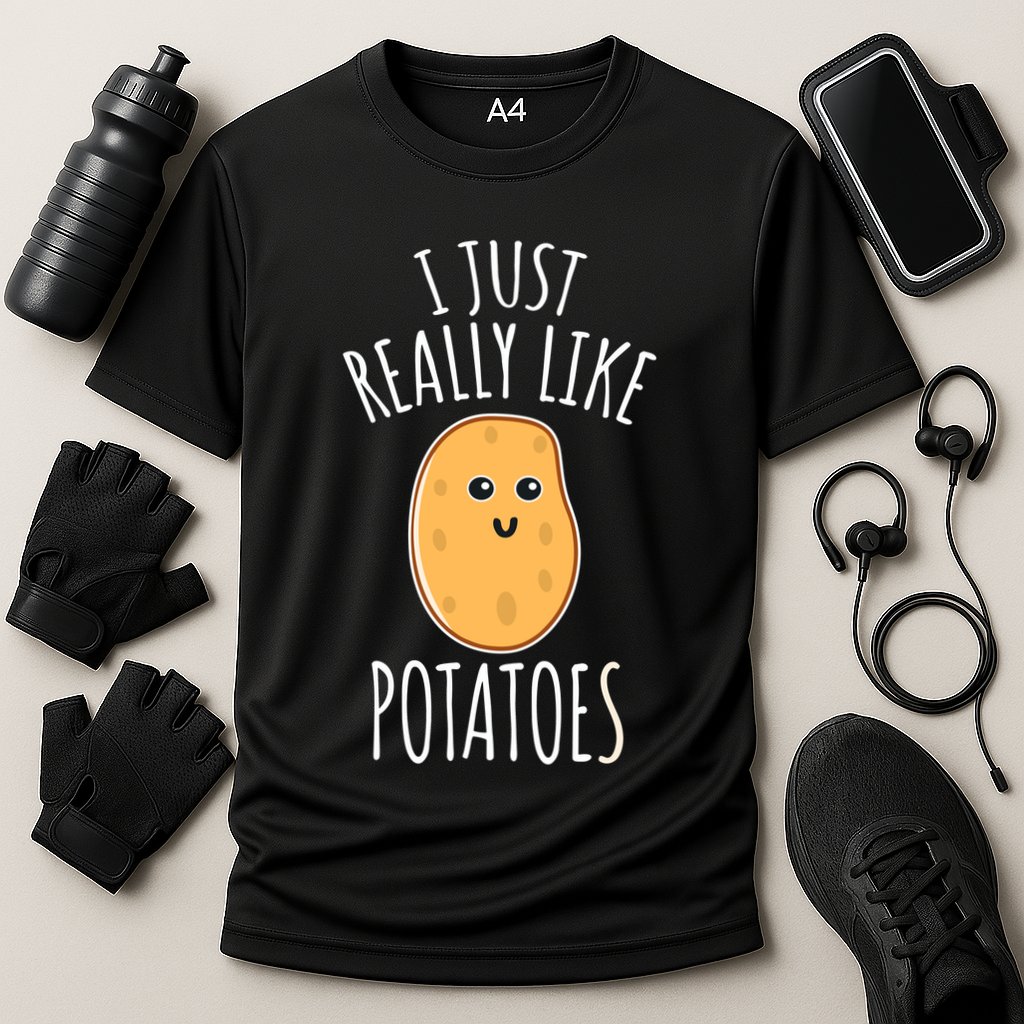 I Just Really Like Potatoes Funy Gift Cute Potato Cooling Performance Crew T-Shirt
