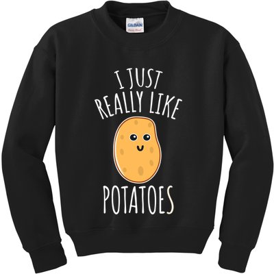 I Just Really Like Potatoes Funy Gift Cute Potato Kids Sweatshirt