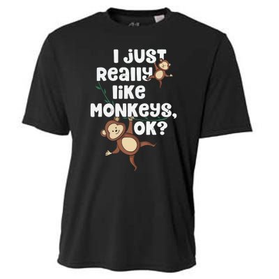 I Just Really Like Monkeys OK Funny Monkey Cooling Performance Crew T-Shirt