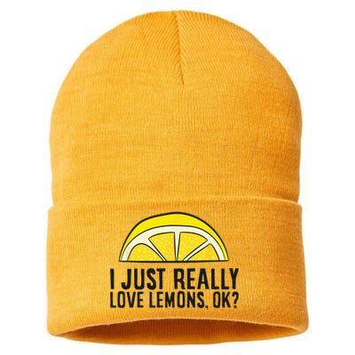 I Just Really Love Lemons Ok Cute Lemon Sustainable Knit Beanie