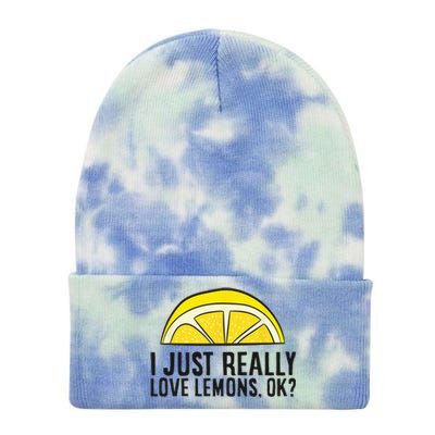 I Just Really Love Lemons Ok Cute Lemon Tie Dye 12in Knit Beanie