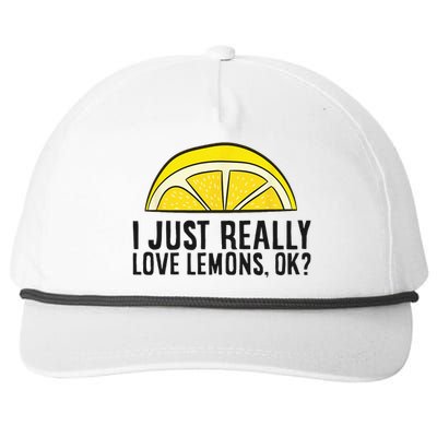 I Just Really Love Lemons Ok Cute Lemon Snapback Five-Panel Rope Hat