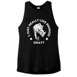 I Just Really Like Rhinos Okay Rhino Lovers Premium Ladies PosiCharge Tri-Blend Wicking Tank