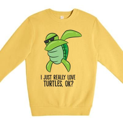 I Just Really Love Turtles Ok? Dabbing Turtle Gift Premium Crewneck Sweatshirt