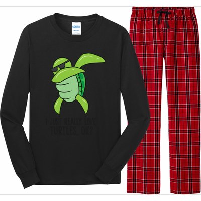 I Just Really Love Turtles Ok? Dabbing Turtle Gift Long Sleeve Pajama Set