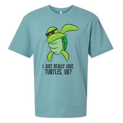 I Just Really Love Turtles Ok? Dabbing Turtle Gift Sueded Cloud Jersey T-Shirt