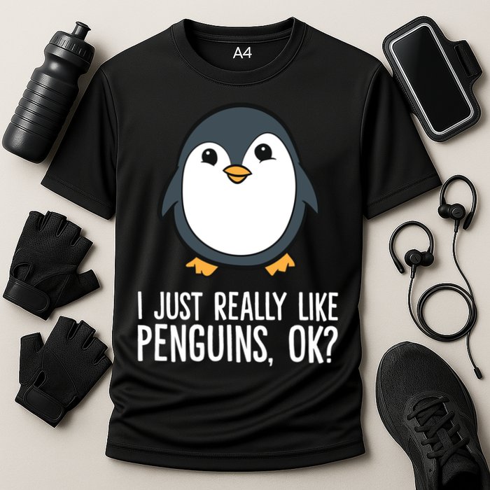 I Just Really Like Penguins Meaningful Gift Cooling Performance Crew T-Shirt