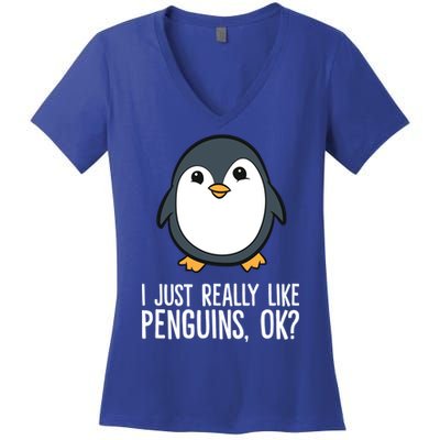 I Just Really Like Penguins Meaningful Gift Women's V-Neck T-Shirt
