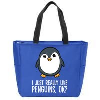 I Just Really Like Penguins Meaningful Gift Zip Tote Bag