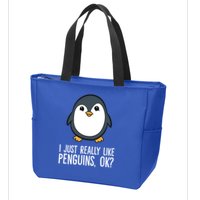I Just Really Like Penguins Meaningful Gift Zip Tote Bag