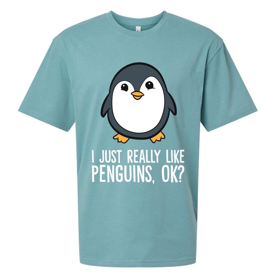 I Just Really Like Penguins Meaningful Gift Sueded Cloud Jersey T-Shirt