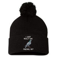 I Just Really Like Pigeons Ok Owner Lover Gift Pigeon Pom Pom 12in Knit Beanie