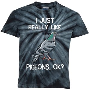 I Just Really Like Pigeons Ok Owner Lover Gift Pigeon Kids Tie-Dye T-Shirt